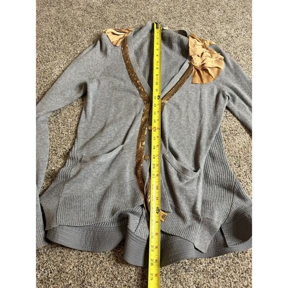 Anthropologie Sequin Satin Cardigan Sweater by Yellow Bird Size Large - Picture 7 of 8